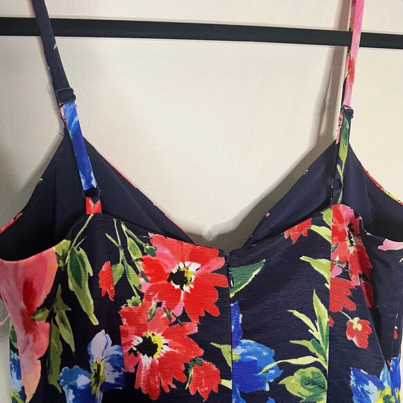 ELIZA J Fit & Flare Cocktail Dress Spaghetti Strap Floral Print Blue Size 6 - Picture 8 of 9
